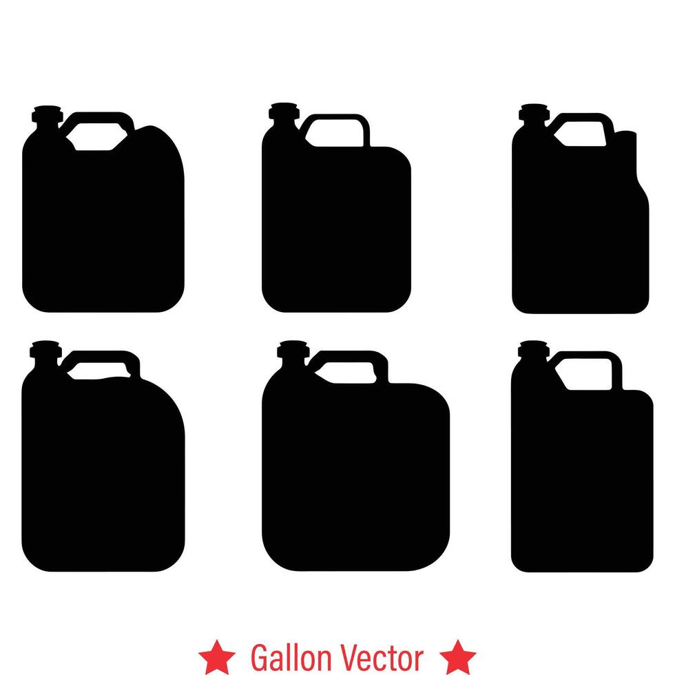 AI generated Gallon Vector Silhouette Set  Fueling Your Graphic Design Journey with Versatility and Quality