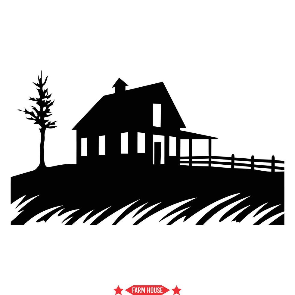 AI generated Tranquil Retreat  Farmhouse Inspired Vector Silhouette Collection