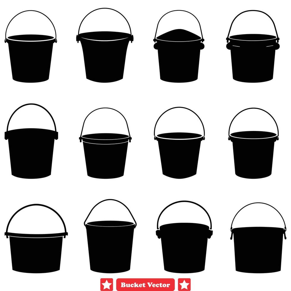 AI generated Charming Bucket Silhouette Assortment Enhance Your Designs with Vintage and Modern Touches vector