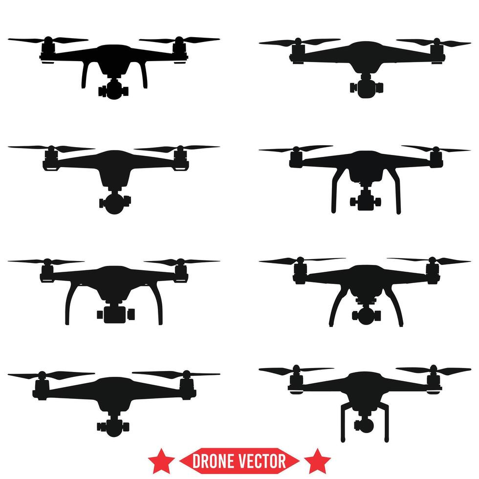 AI generated Up in the Air  Sleek Drone Silhouette Set for Graphic Designers vector