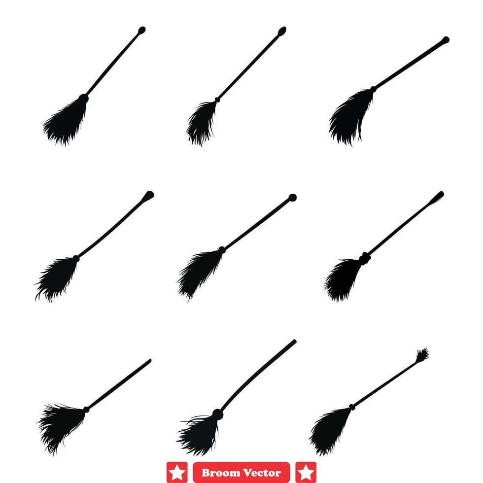 AI generated Whimsical Broomstick Silhouettes A Magical Collection for Enchanting Designs and Halloween Projects vector