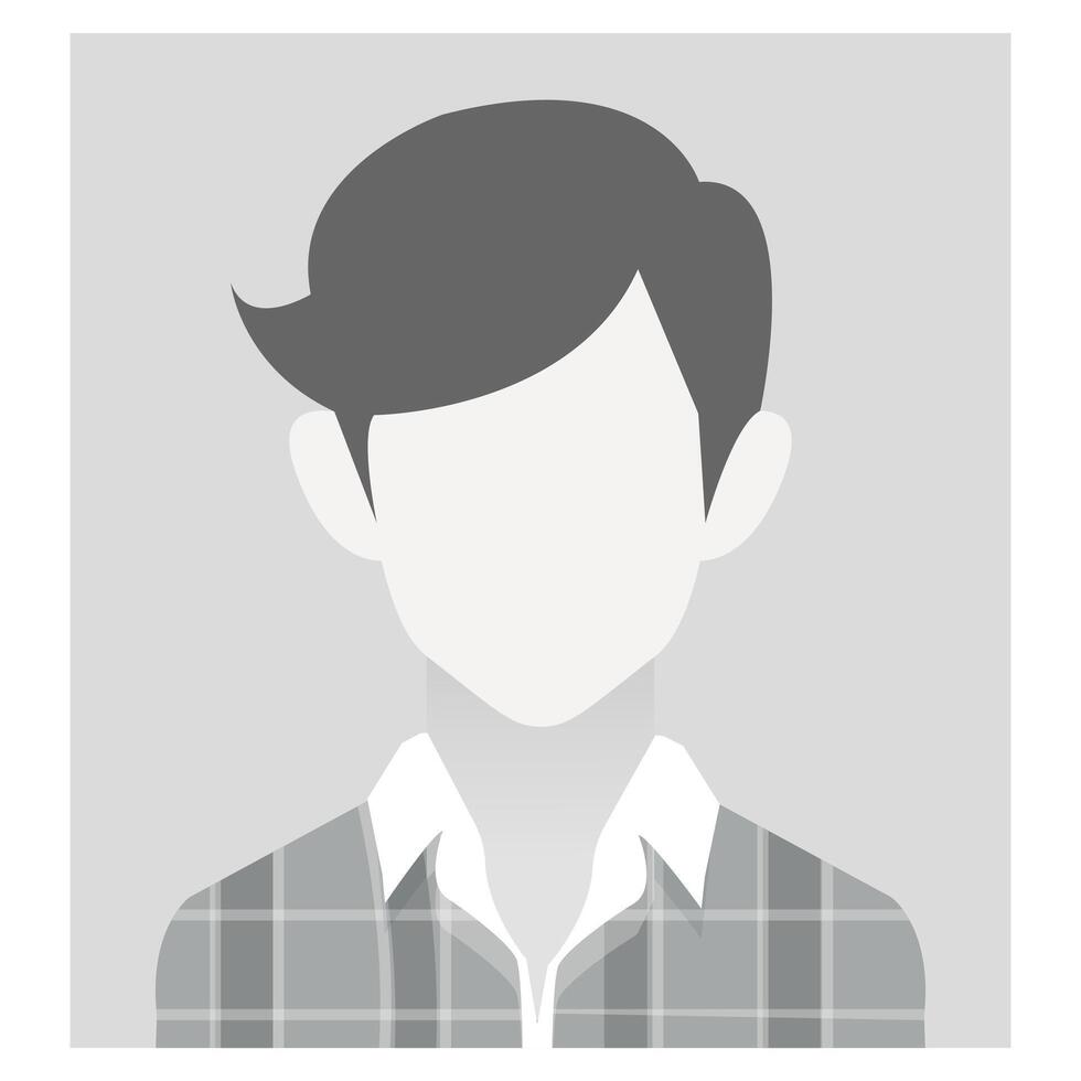 Default avatar profile icon. profile placeholder, anonymous user male, no photo web template, default user picture for social networks, resume, forums and dating sites. Grey photo placeholder vector