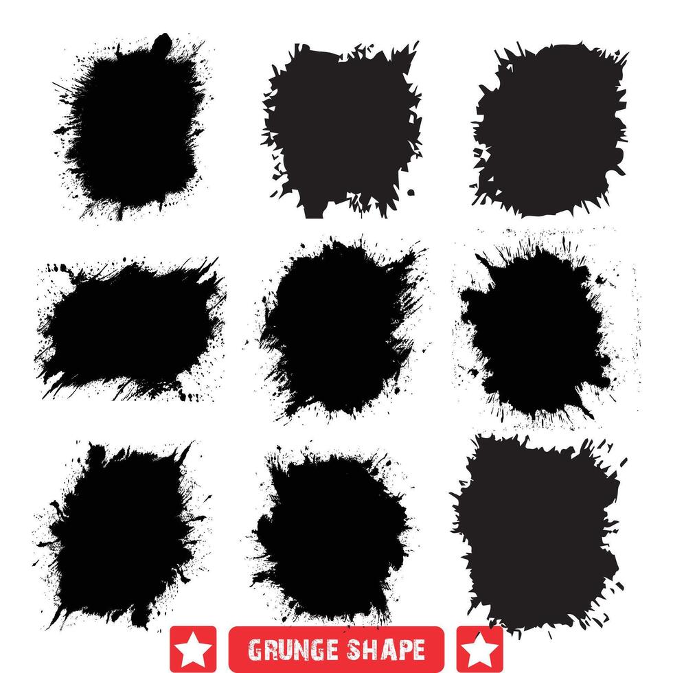 Artistic Rebellion  Expressive Grunge Shape Vector Silhouette Designs for Creatives