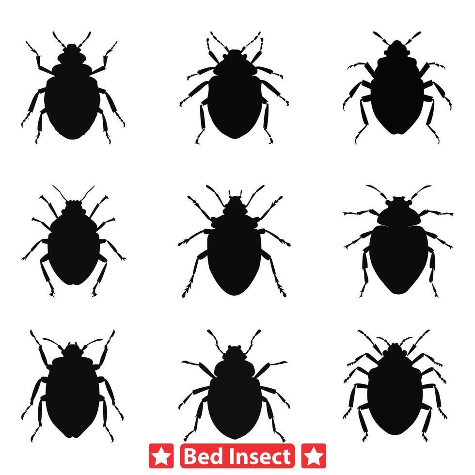silencio invasores cama insecto vector conjunto para parásito administración ilustraciones