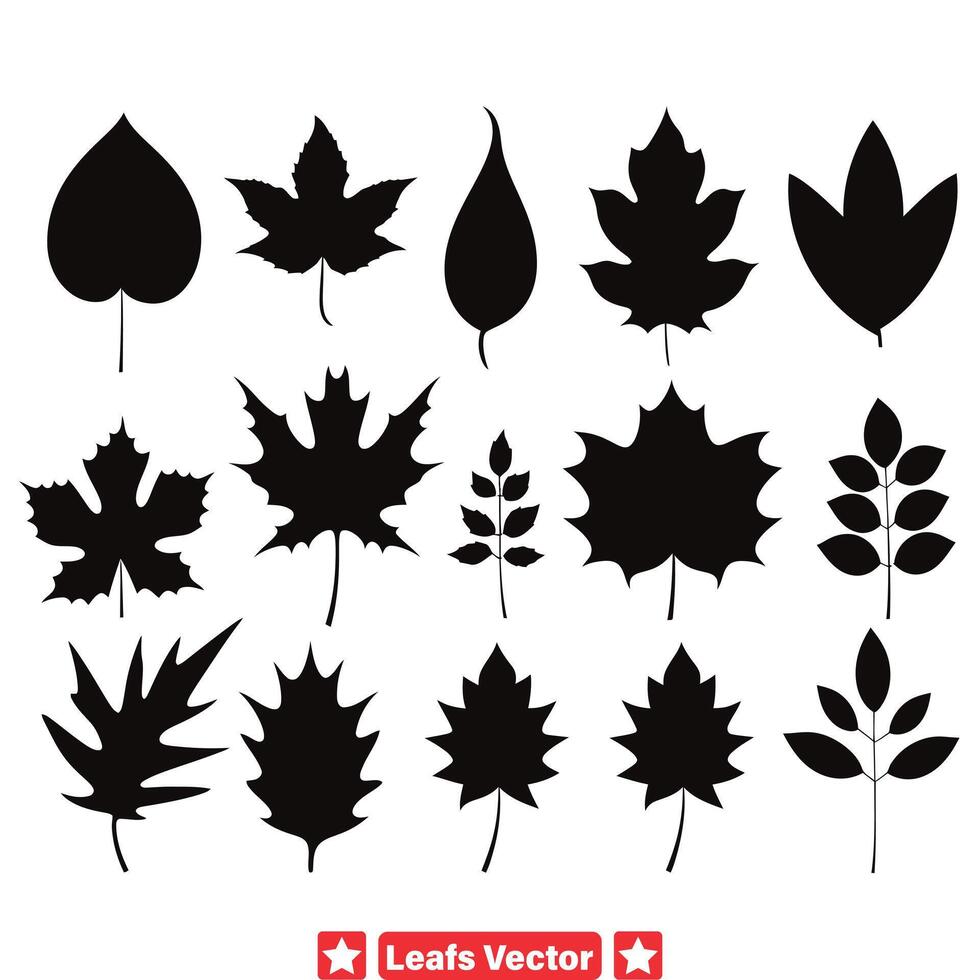 Leafy Enchantment  Mystical Vector Silhouette Set