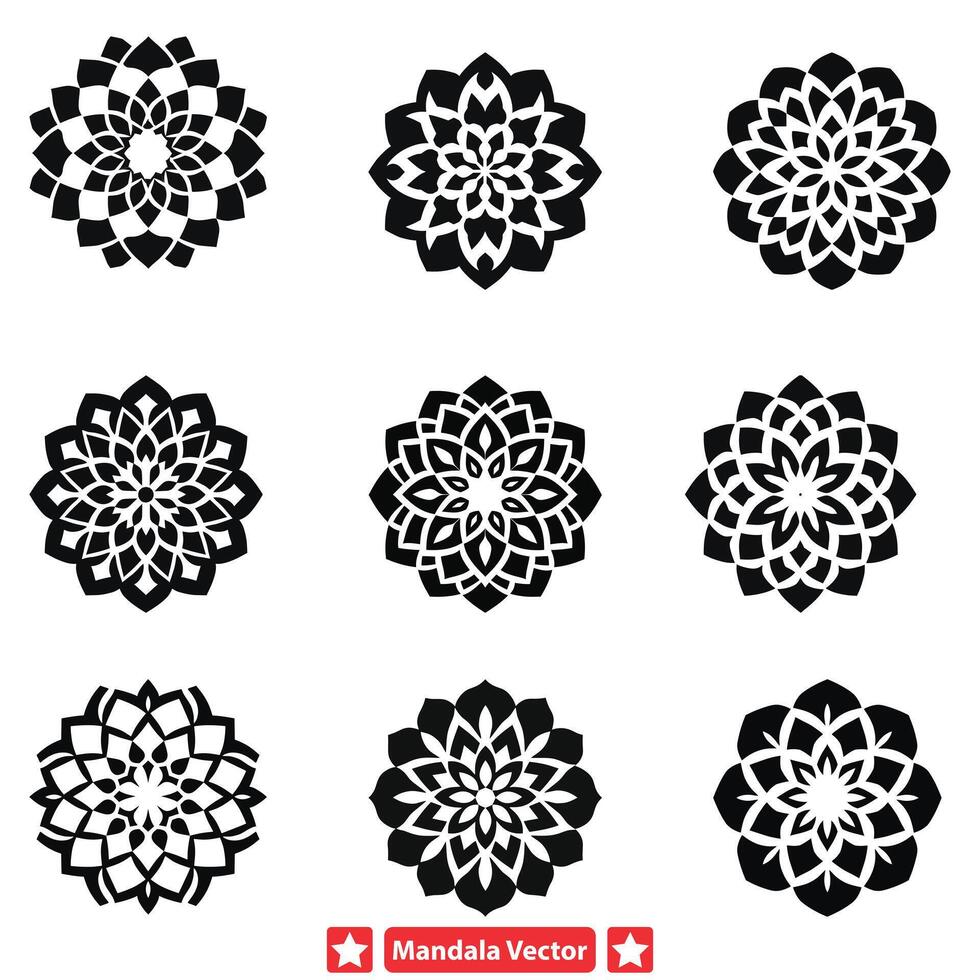 armonía en círculos mandala vector conjunto para relajación Arte