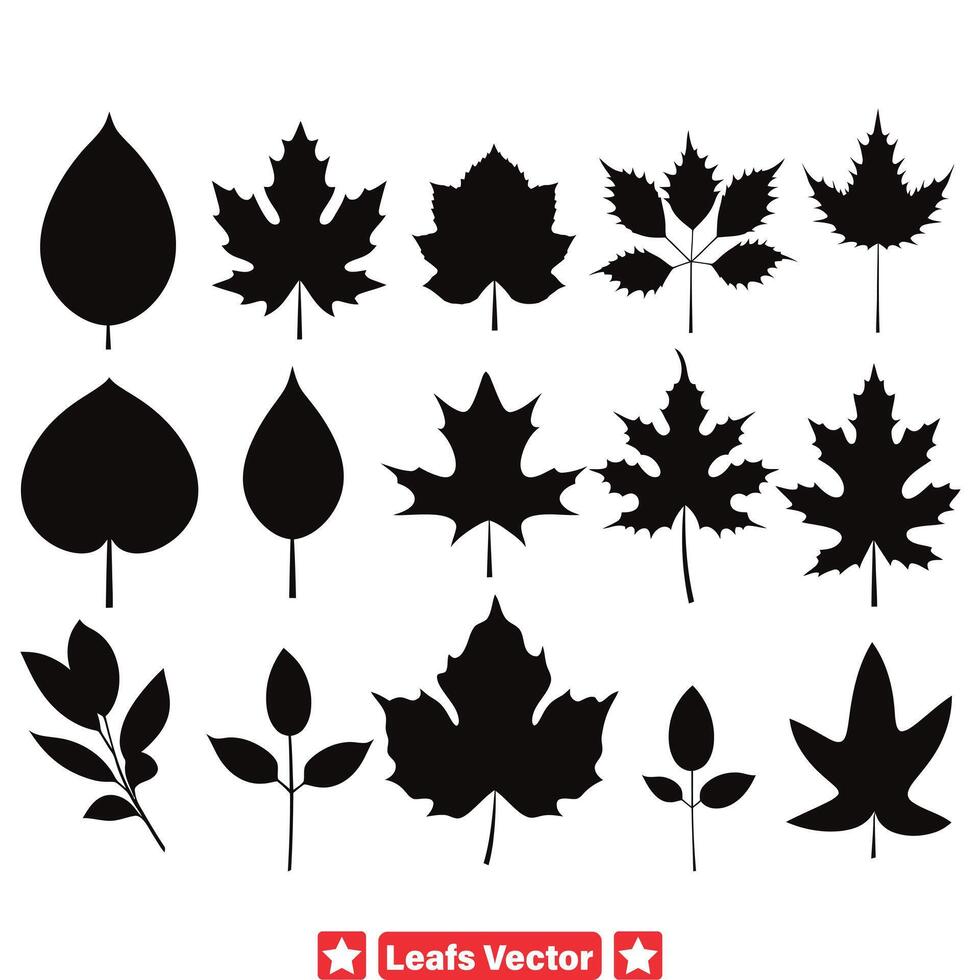 Enigmatic Nature  Captivating Vector Leaf Silhouettes