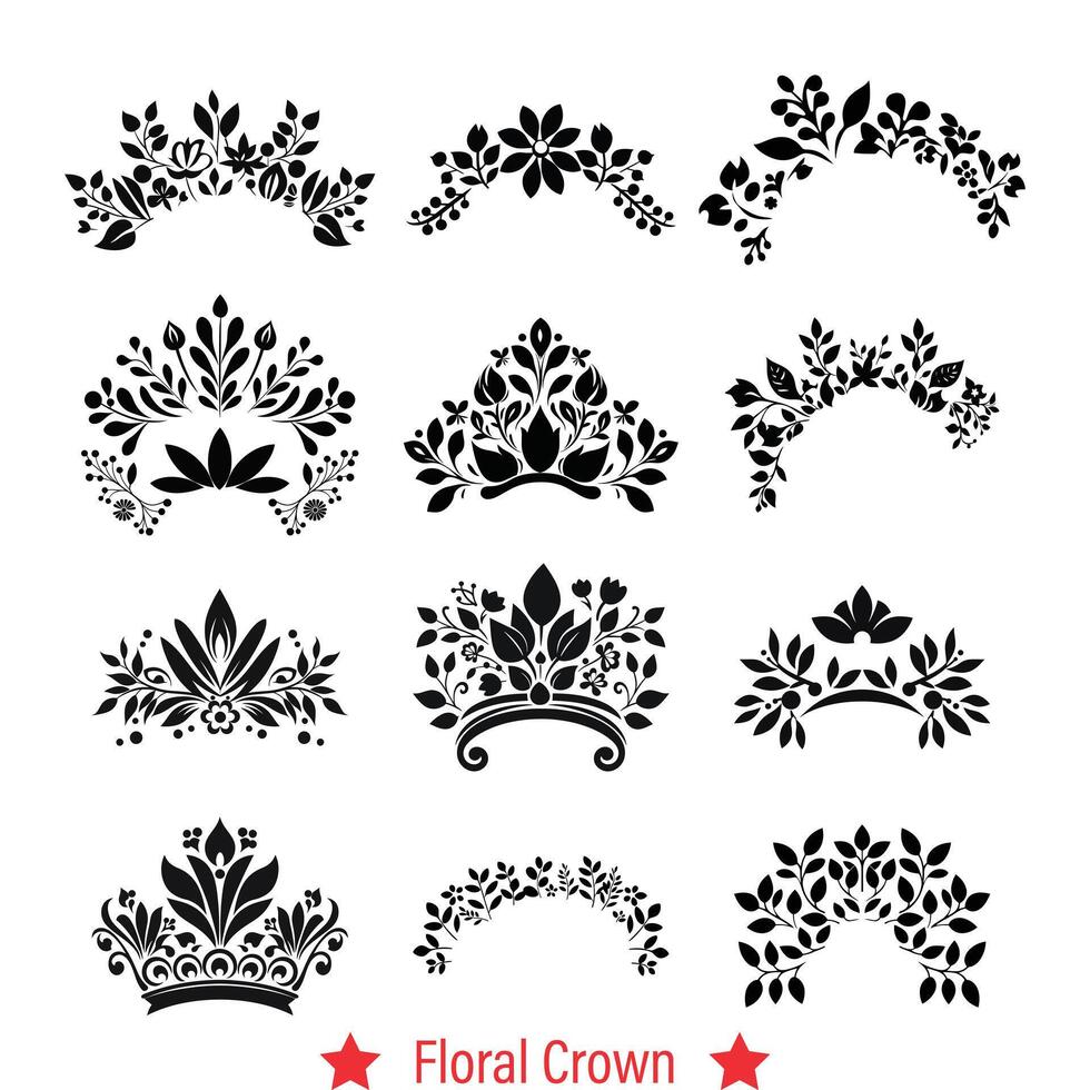 AI generated Petals and Posies  Charming Floral Crown Vector Set for Creative Projects