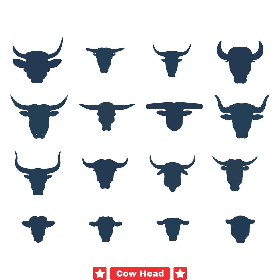 Farm Friendly Cow Head Silhouettes A Must Have for Designers vector