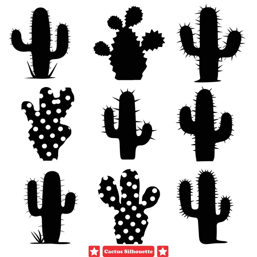 AI generated Prickly Paradise Mesmerizing Cactus Vector Silhouettes for Unique Artistry