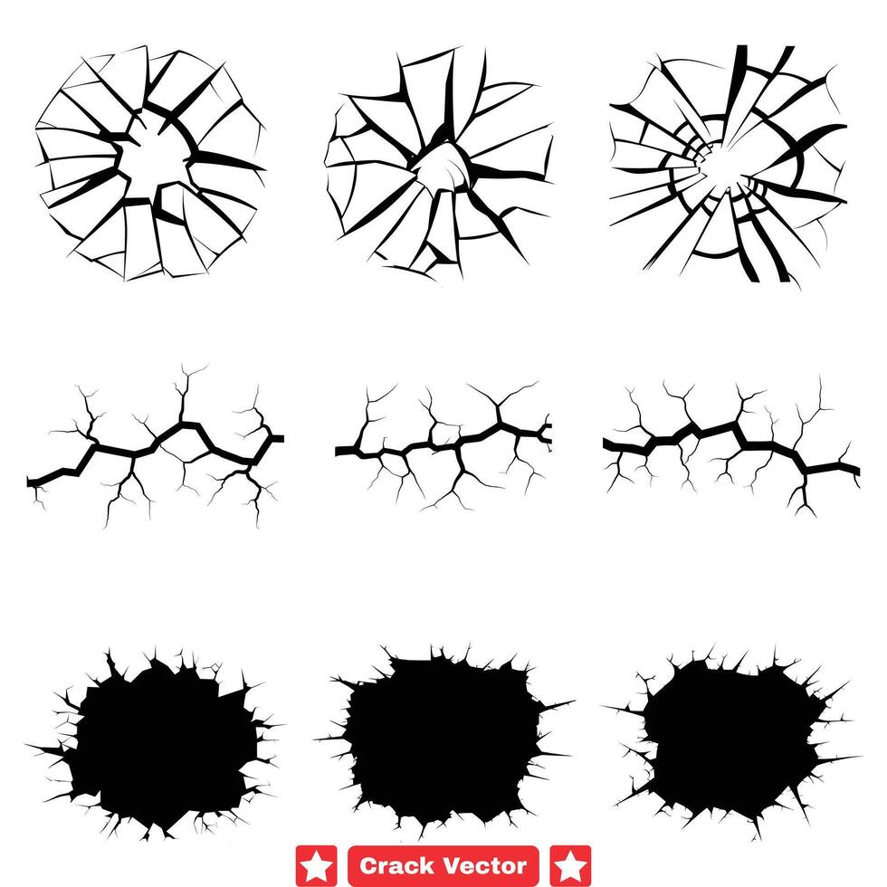 Modern Crack Effect Vector Silhouettes Enhance Your Artistic Creations