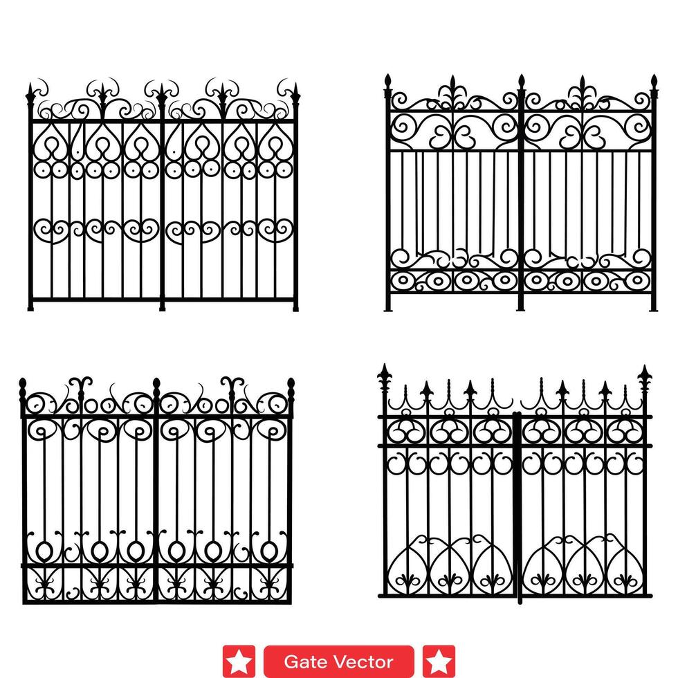 AI generated Whimsical Gate Silhouette Set  Playful Designs for Creative Projects vector