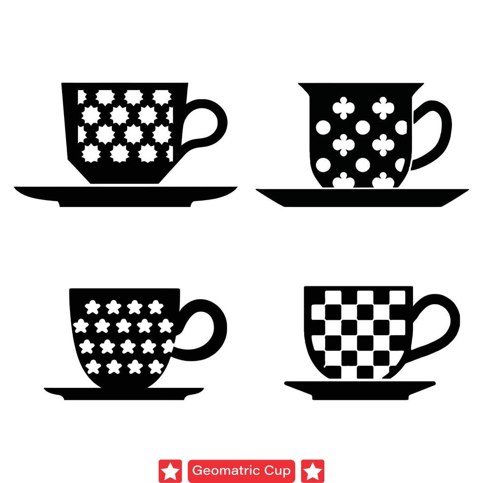 ai generado minimalista taza silueta conjunto limpiar líneas y negrita formas para gráfico diseño y ilustración vector