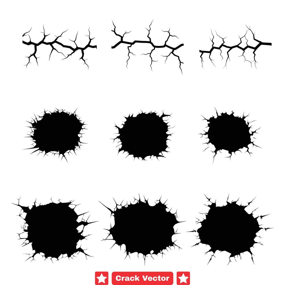 Dynamic Crack Effect Vector Silhouettes Intricate Designs for Impactful Art
