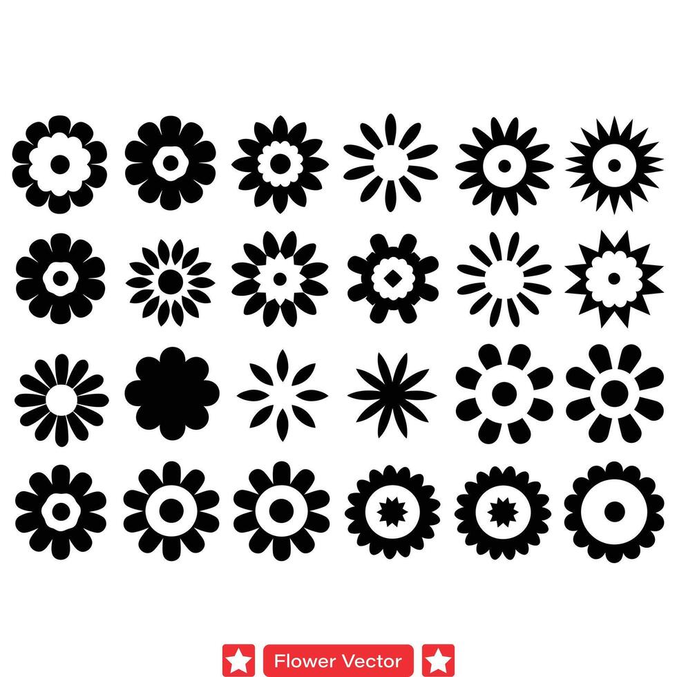 Petals of Perfection  Stunning Flower Vector Silhouettes for Inspiring Graphic Design Endeavors