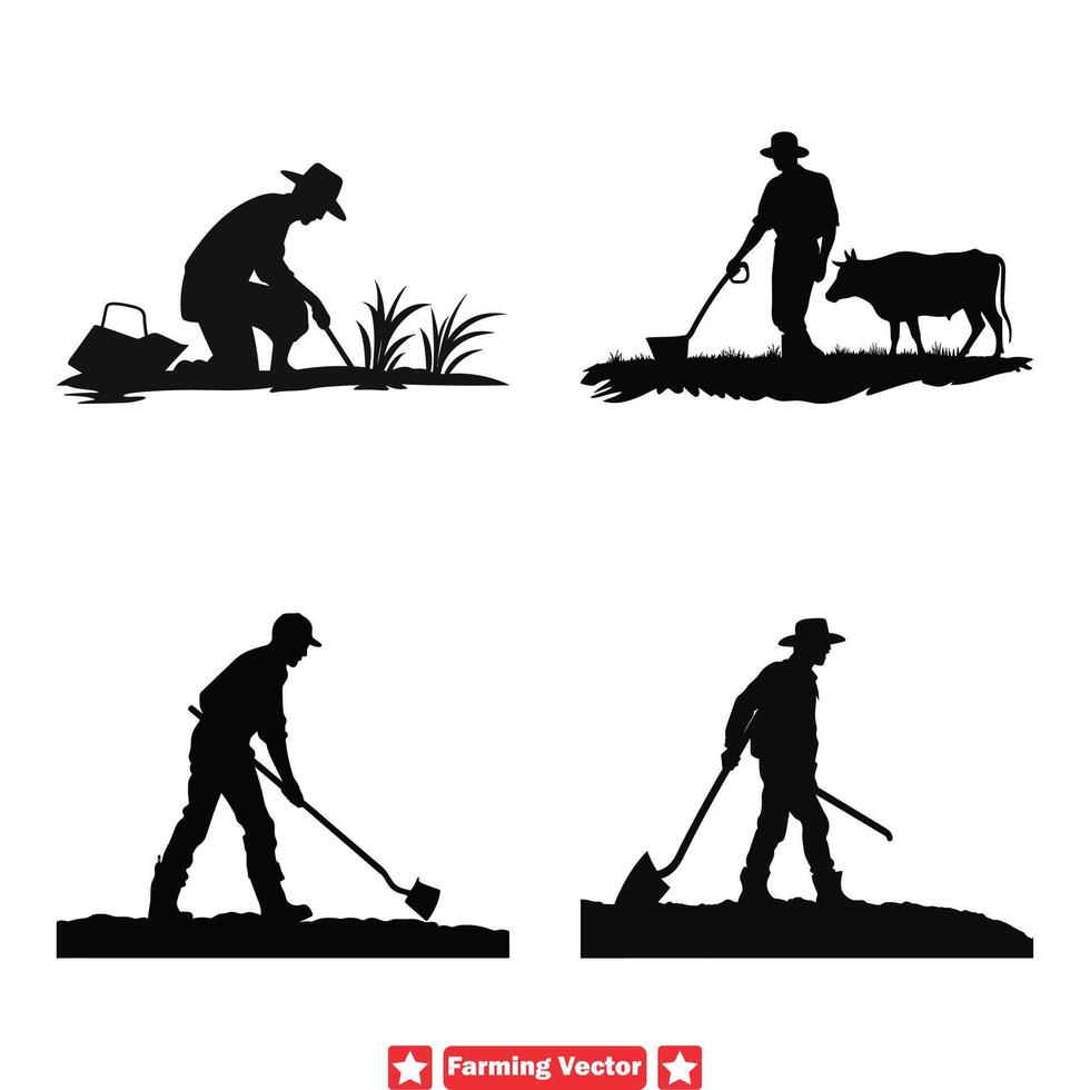 AI generated Sustainable Harvest  Vector Silhouettes Portraying Sustainable Farming Practices and Eco Friendly Agriculture