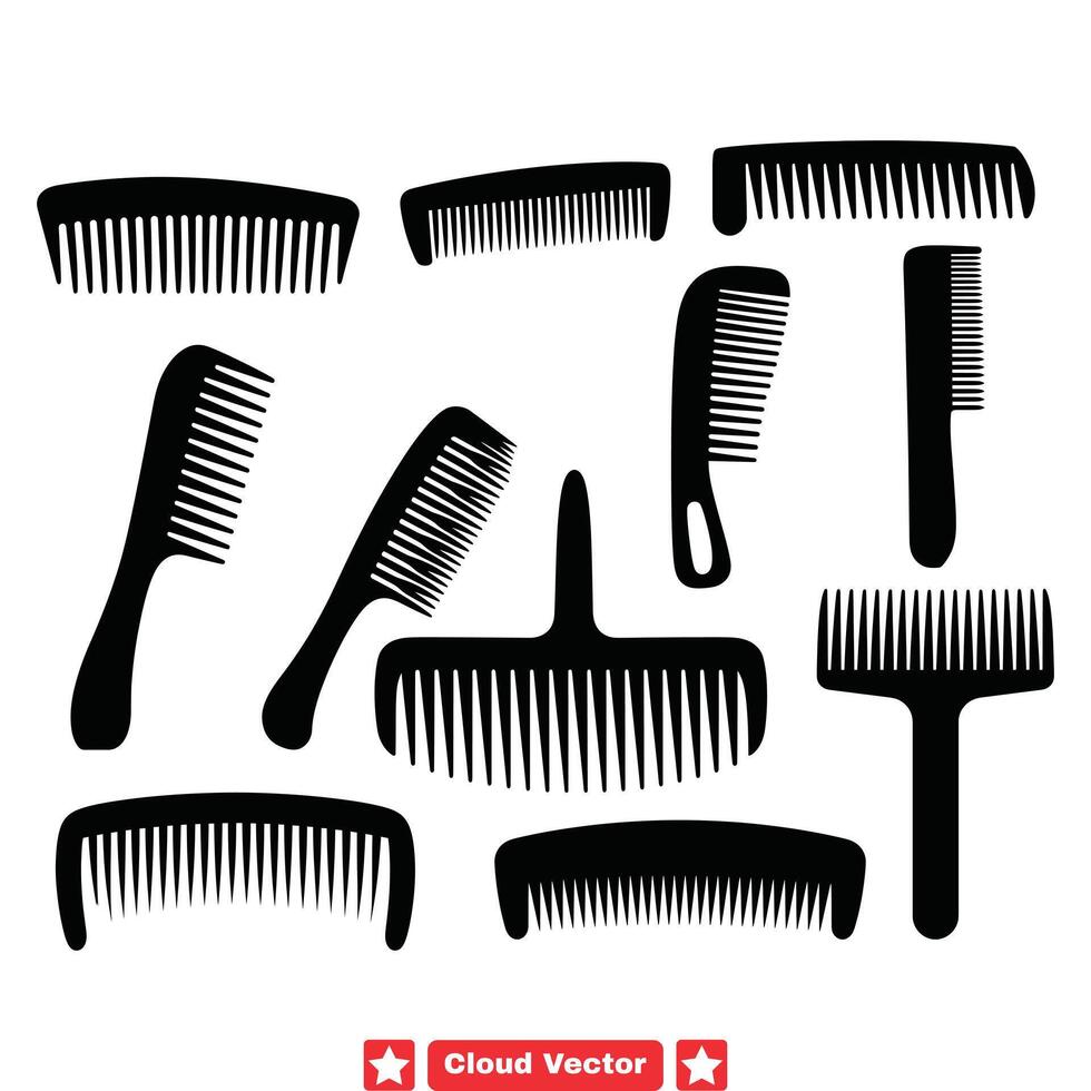 Elegant Hair Comb Silhouettes Stylish Accessories for Hair Stylists and Salons, Perfect for Beauty Blog Graphics and Print Designs vector