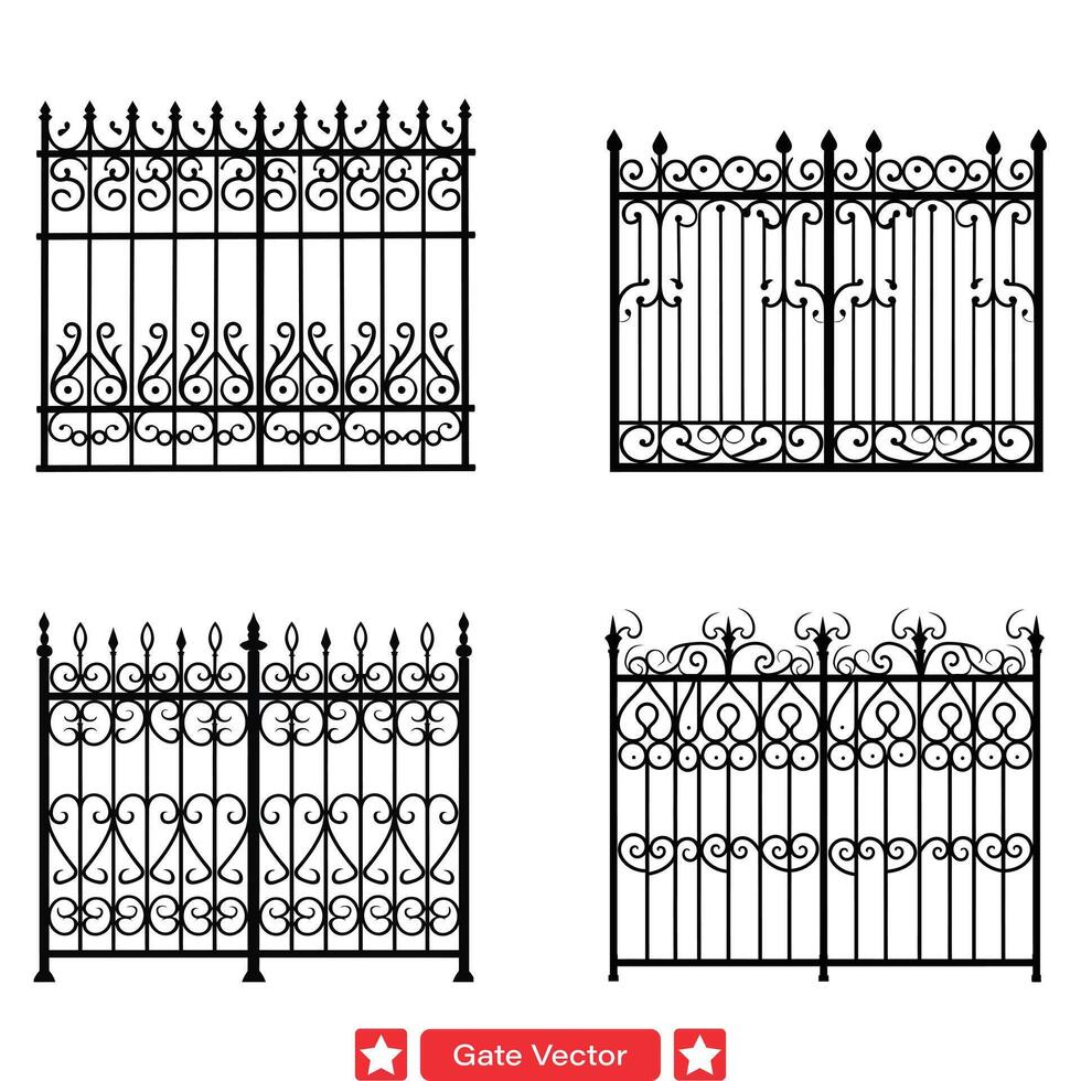 AI generated Vintage Gate Vector Set  Timeless Elegance for Your Designs