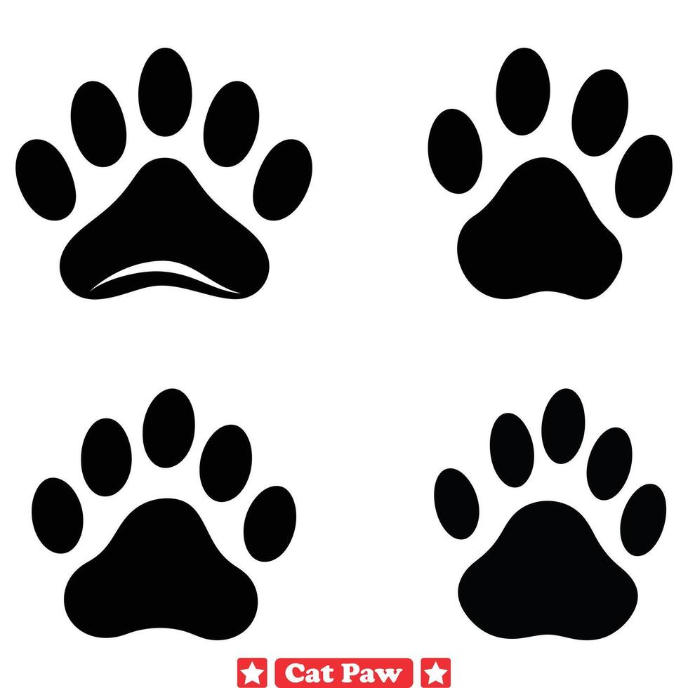 AI generated Pawsitively Cute Endearing Cat Paw Graphics Set for Animal Lovers vector