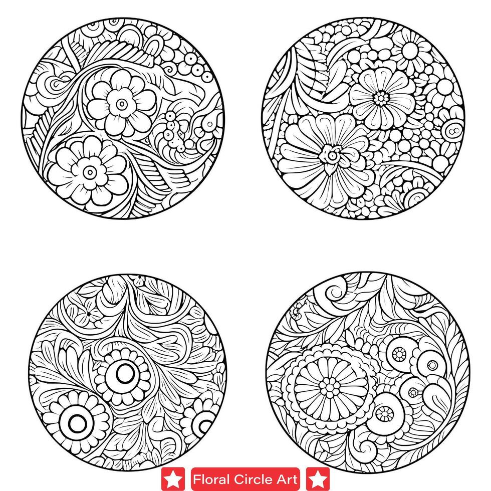 ai generado botánico circulo siluetas delicado flor preparativos creando armonioso geométrico diseños vector