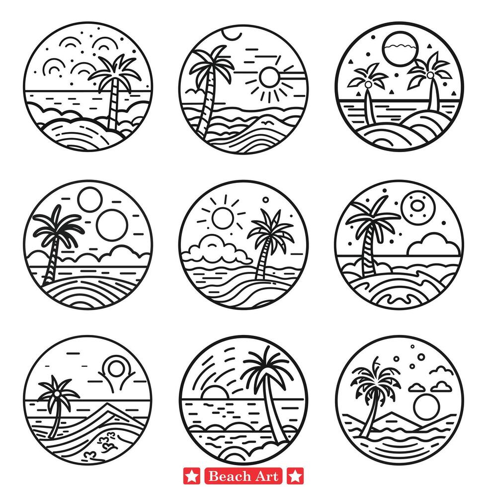 Seashore Symphony Beach Scene Vector Silhouettes for Unique Designs