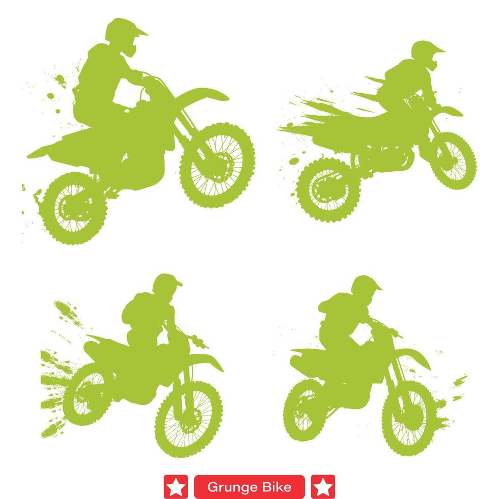 Clásico grunge bicicleta vector siluetas retro dos con ruedas colección para diseñadores