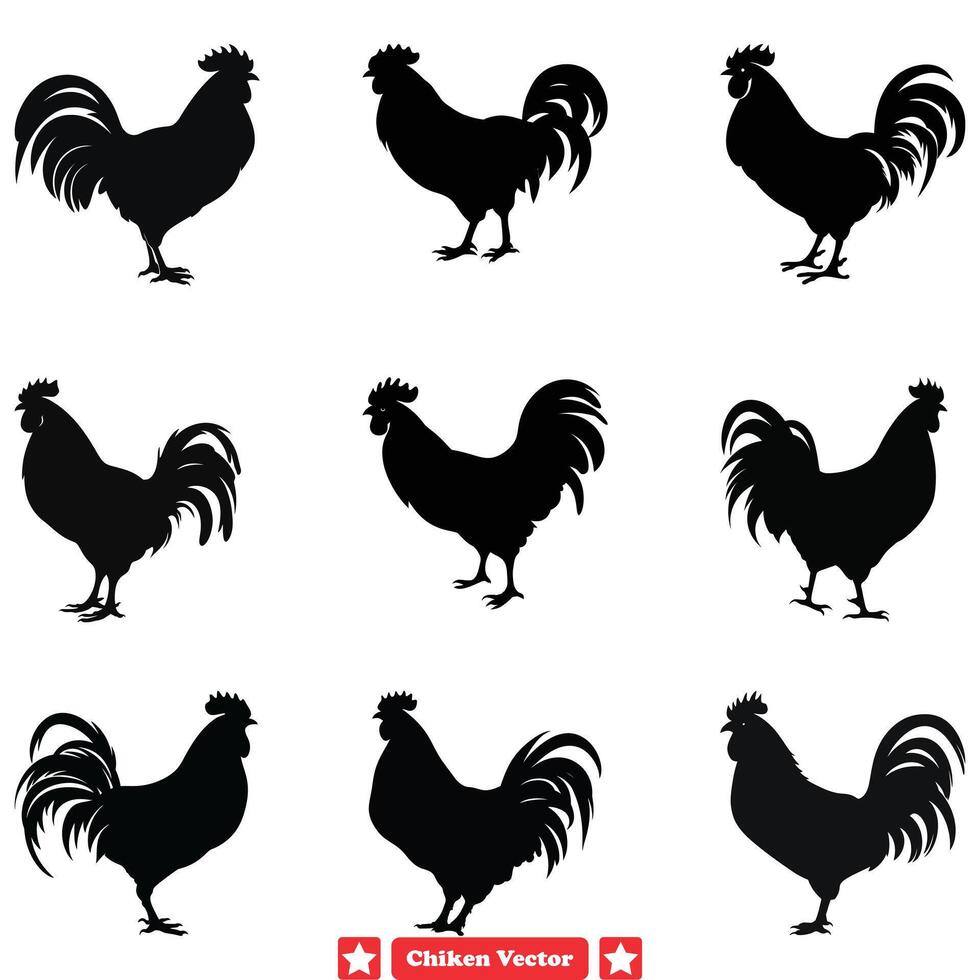 AI generated Country Comfort Quirky Chicken Silhouette Collection vector