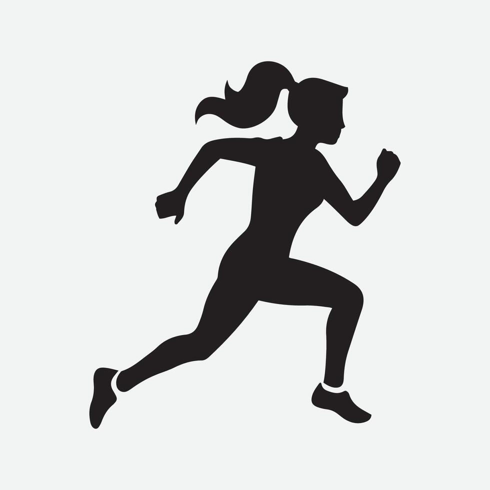 aislado mujer corriendo silueta en blanco vector ilustración