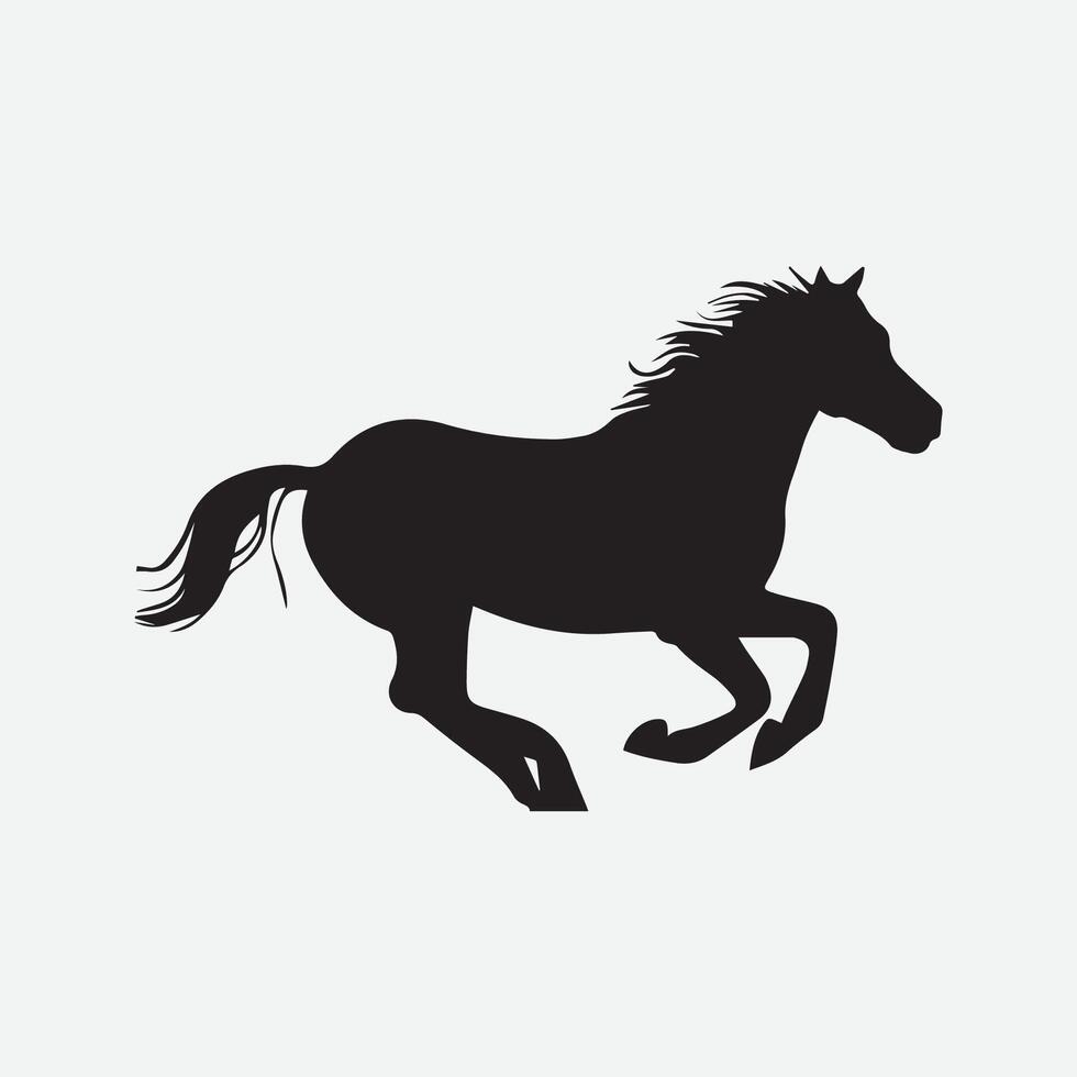 Running Walking Standing horse black silhouette Vector illustration