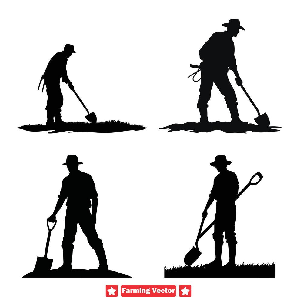 AI generated From Plow to Plate  Extensive Vector Collection Featuring Farming Silhouettes in All Stages of Agricultural Production