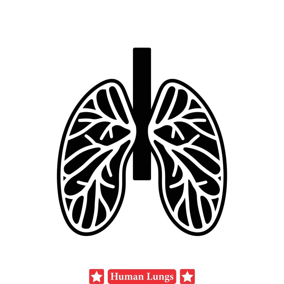 Detailed Vector Illustrations of Human Lungs Tailored for Medical Research Papers