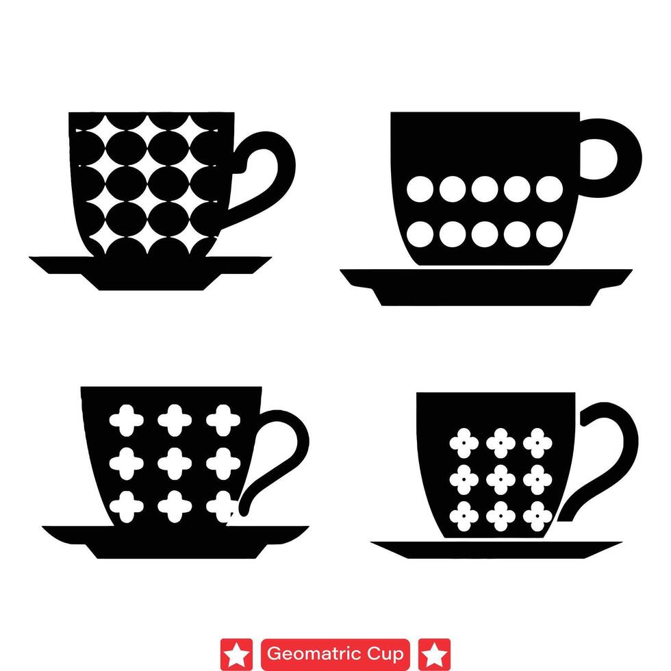 ai generado elegante geométrico taza colección moderno silueta diseños para elegante decoración y creativo proyectos vector