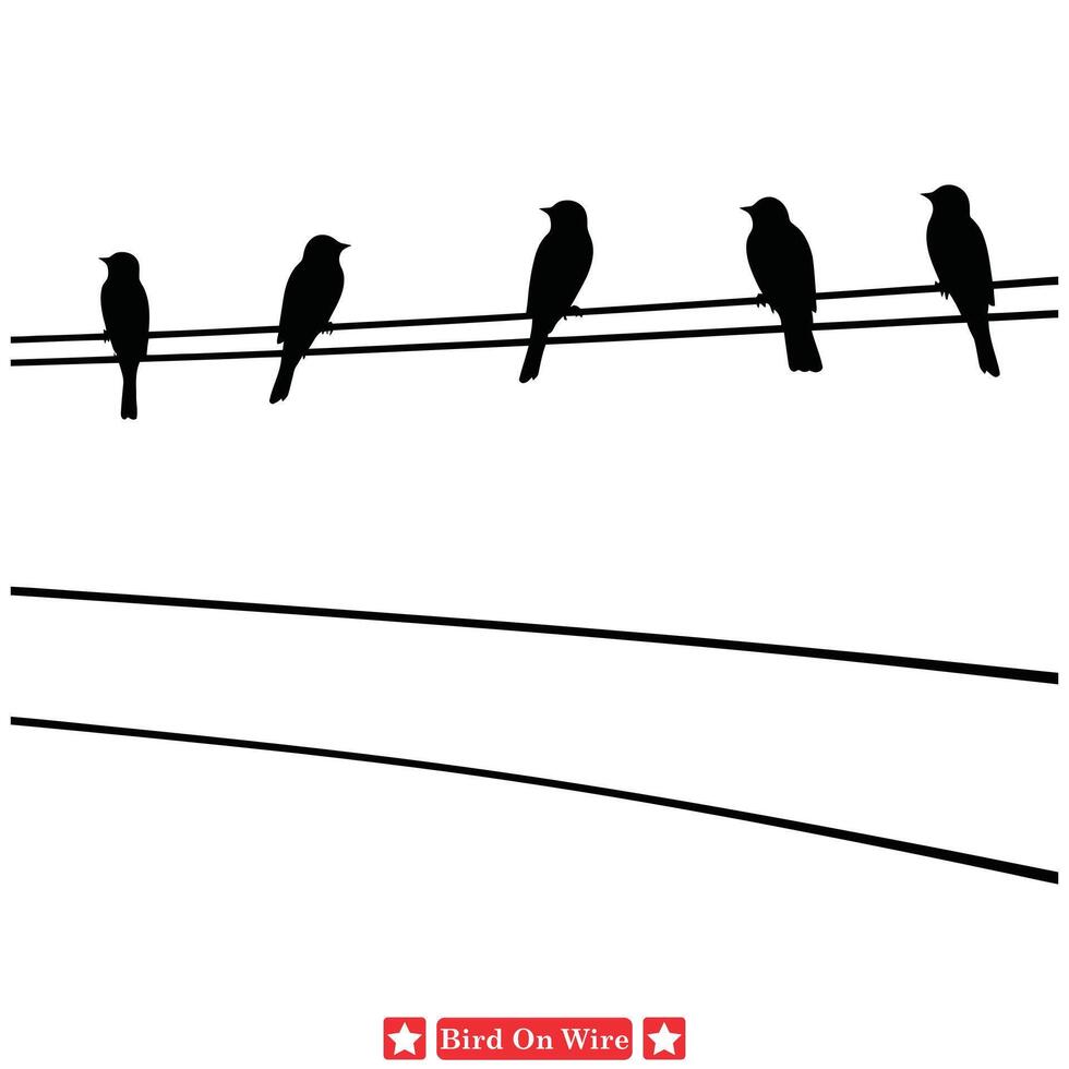 AI generated Aerial Elegance Enchanting Birds on Wire Vector Designs