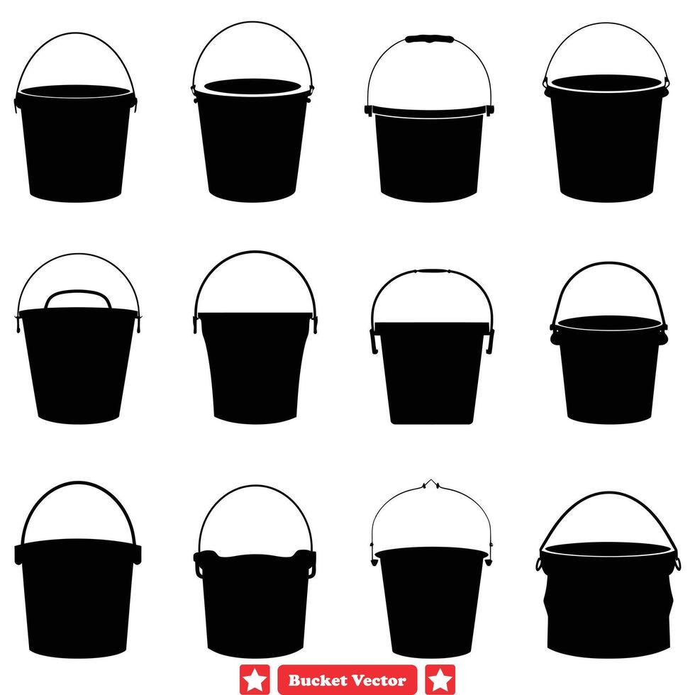 AI generated Diverse Bucket Vector Silhouettes Elevate Your Designs with Stylish and Functional Elements