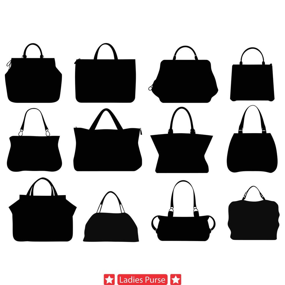 Charmingly Chic  Ladies Purse Silhouettes to Elevate Your Look vector