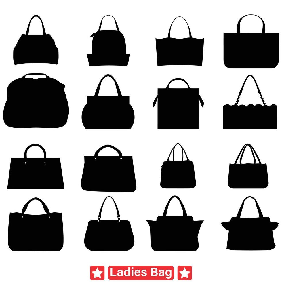 Effortless Glamour  Find Your Signature Style with Our Women s Bag Silhouette Set vector