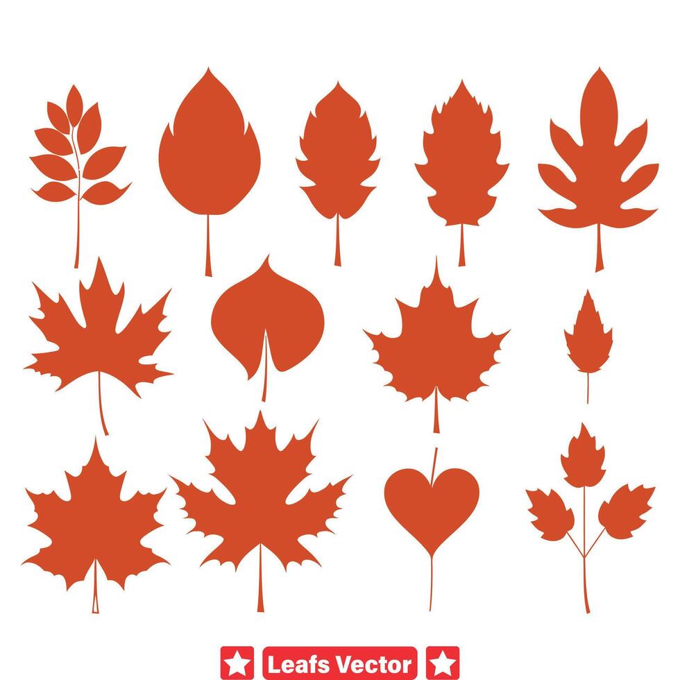 Elegant Foliage  Graceful Leaf Vector Silhouette Designs