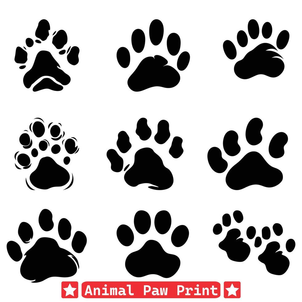 AI generated Trailblazing Beauty Elegant Animal Paw Prints in Vector Silhouette Form