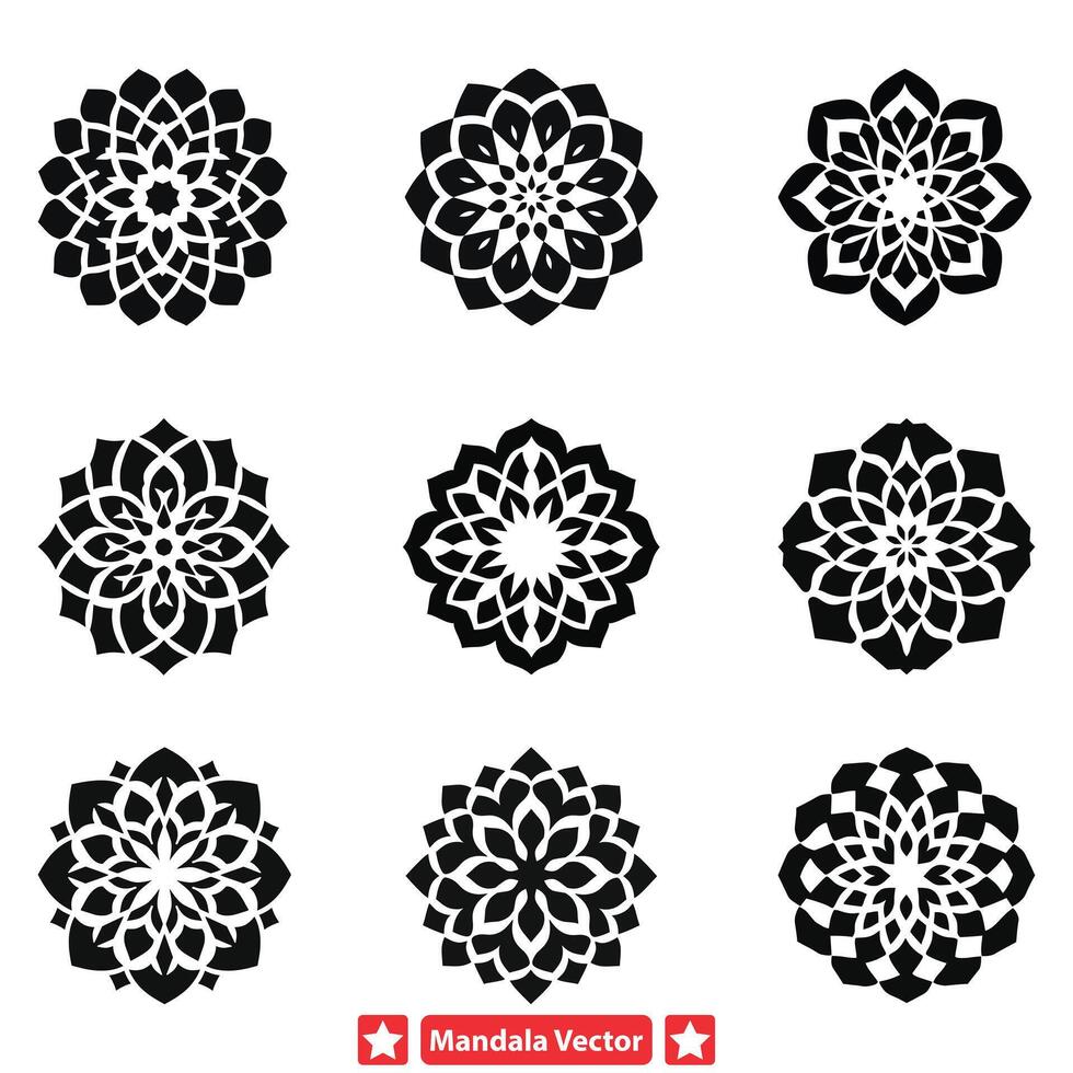 Soulful Spirals  Mandala Vector Silhouettes for Serene Settings