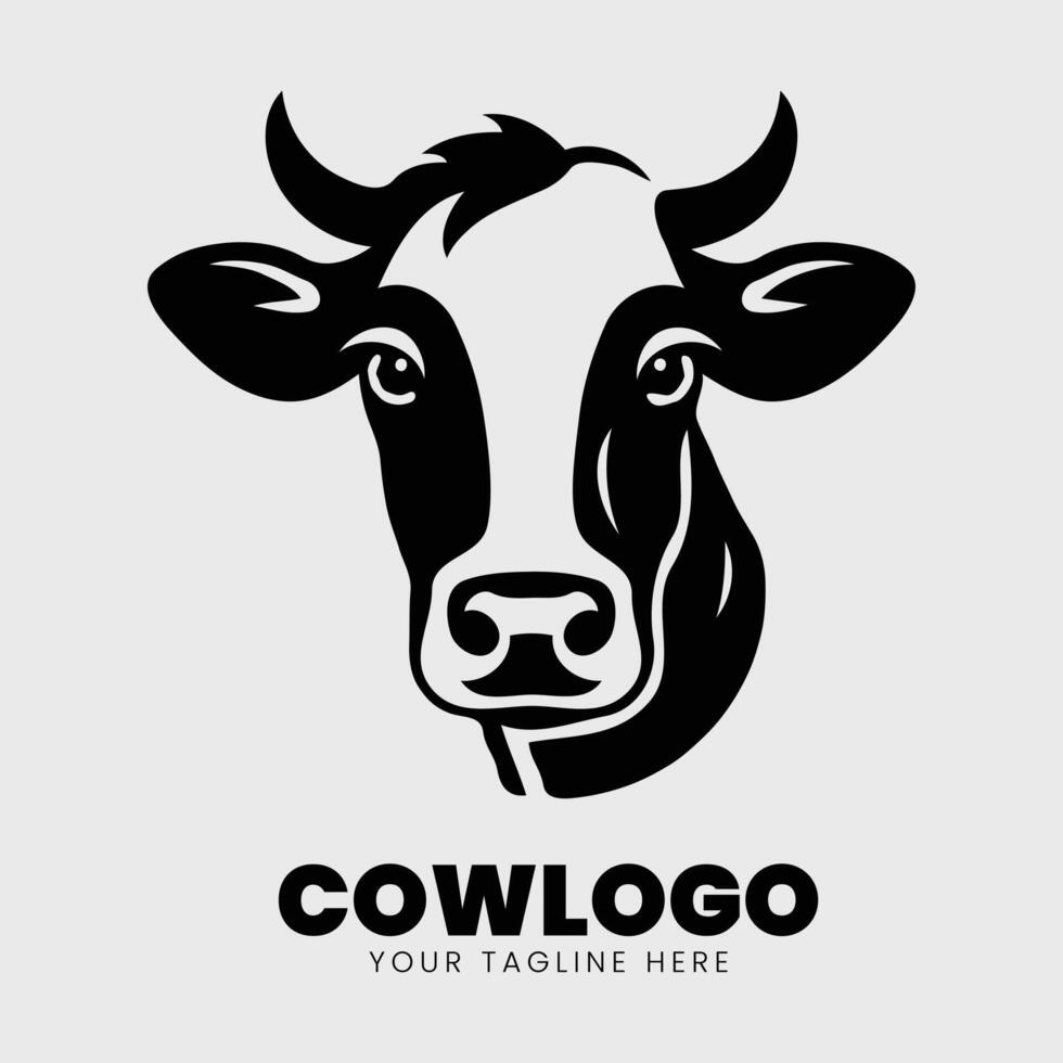 vaca cabeza logo, vaca cara ilustración vector