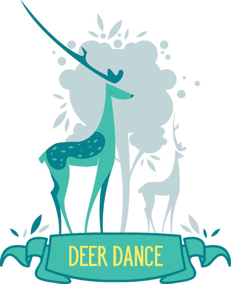 a deer dance logo with a banner that reads deer dance vector