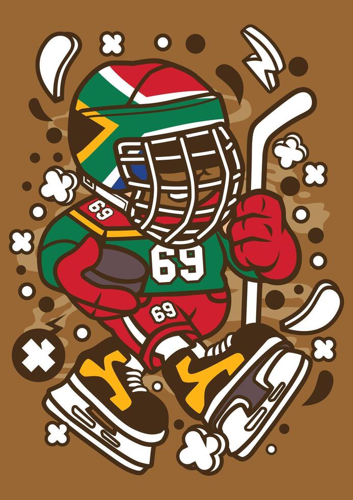 niño de hockey africano vector