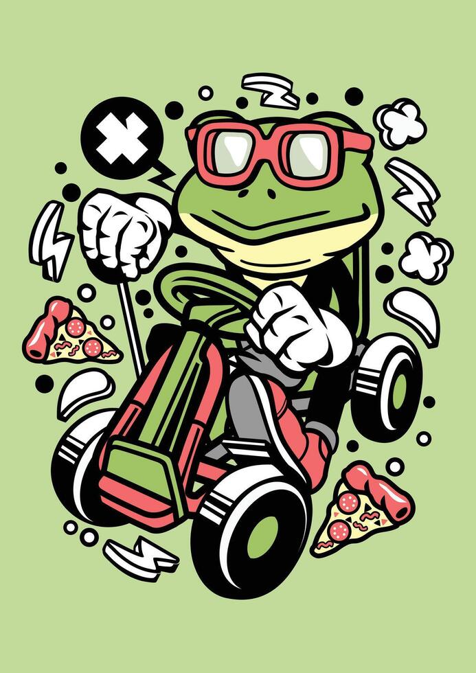 Frog Gokart Racer vector