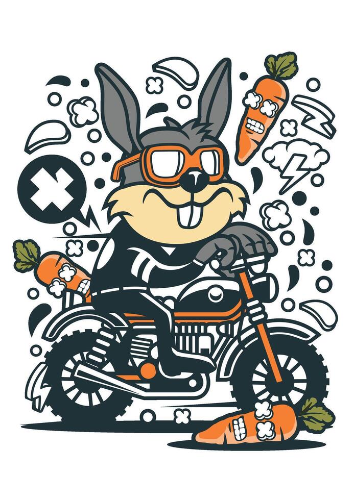 Conejo motocrosser Arte vector