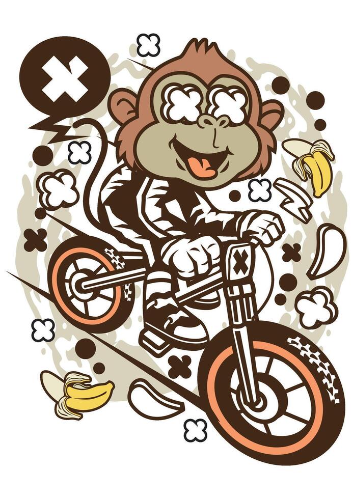 Monkey Downhill art vector