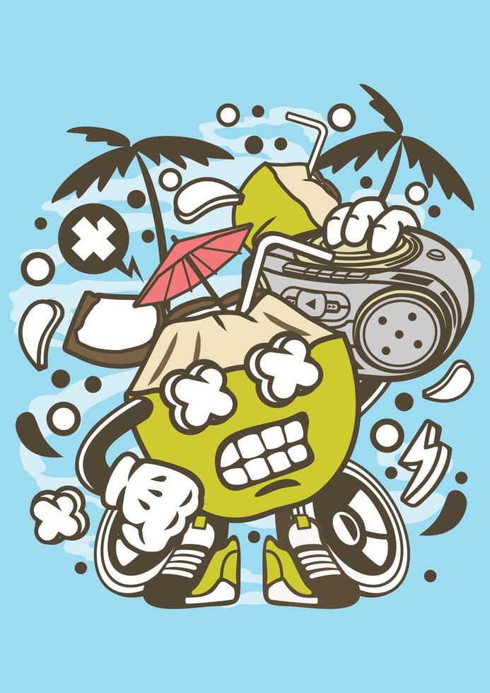 Coconut Boombox art vector