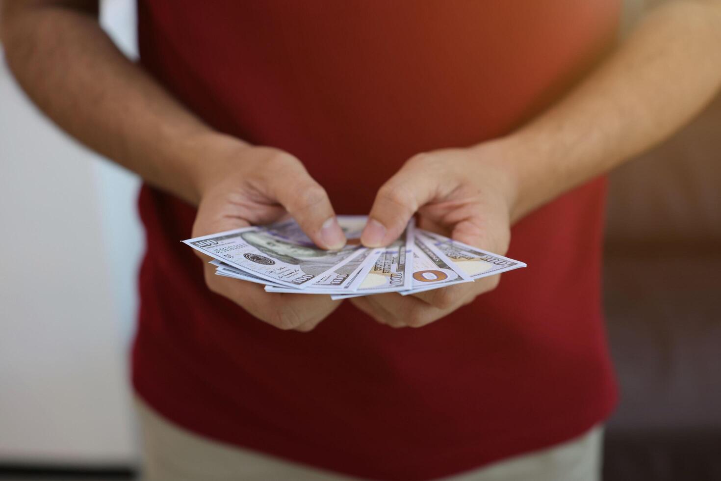 Money dollar bill with hand photo