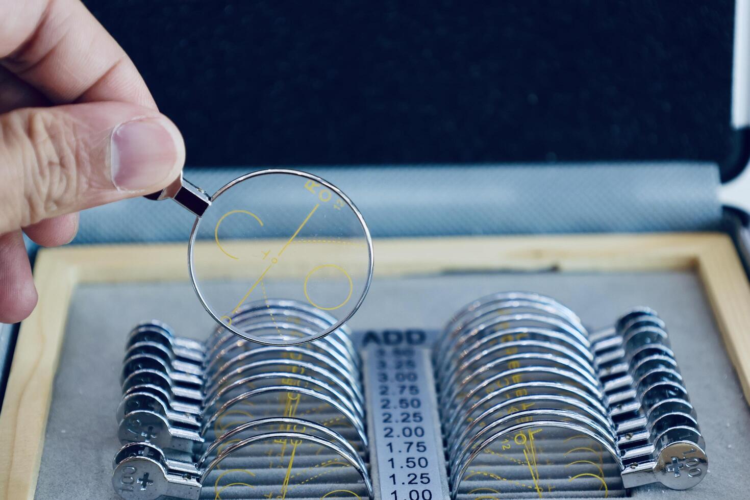 Glasses lens for eye exam photo