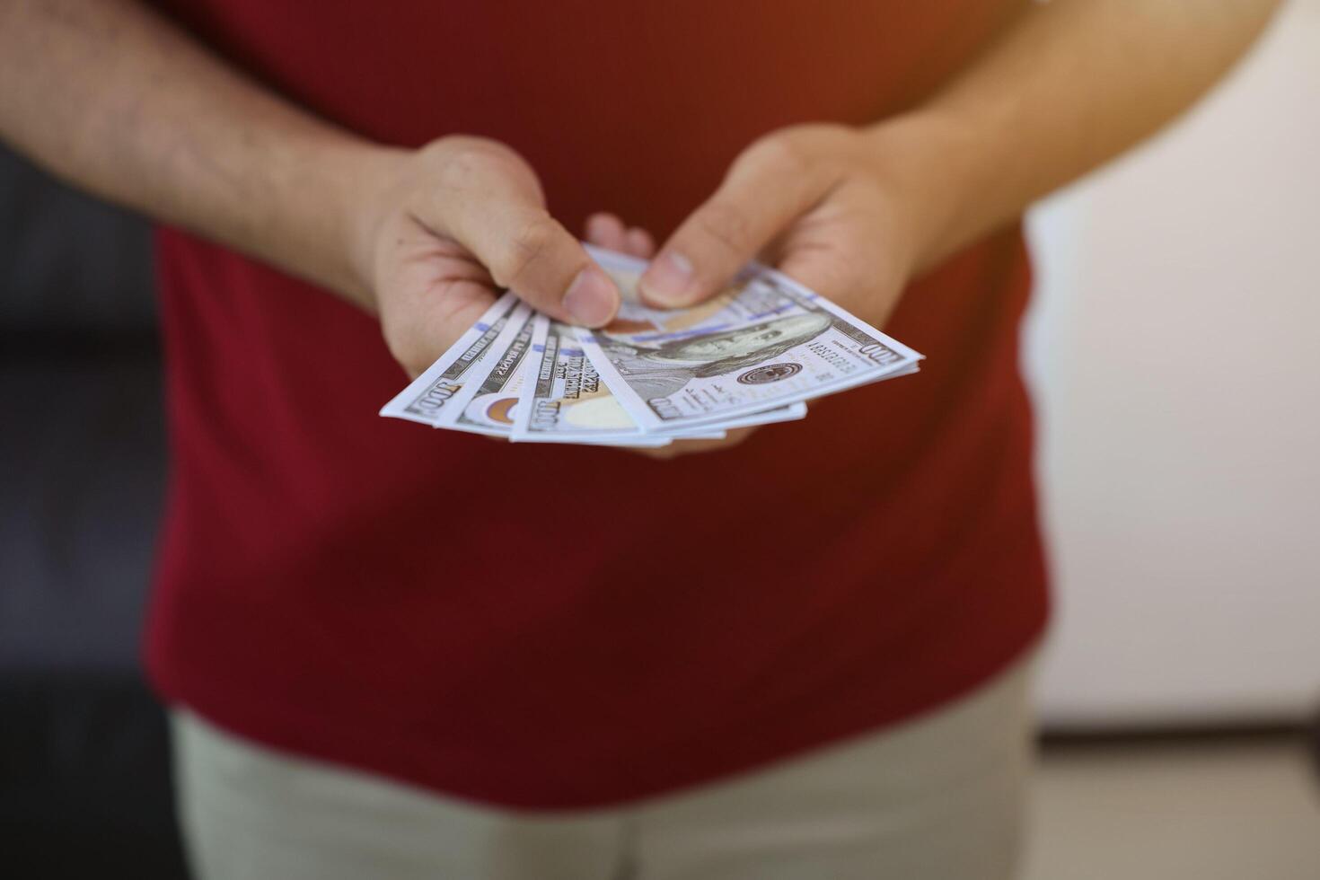 Money dollar bill with hand photo