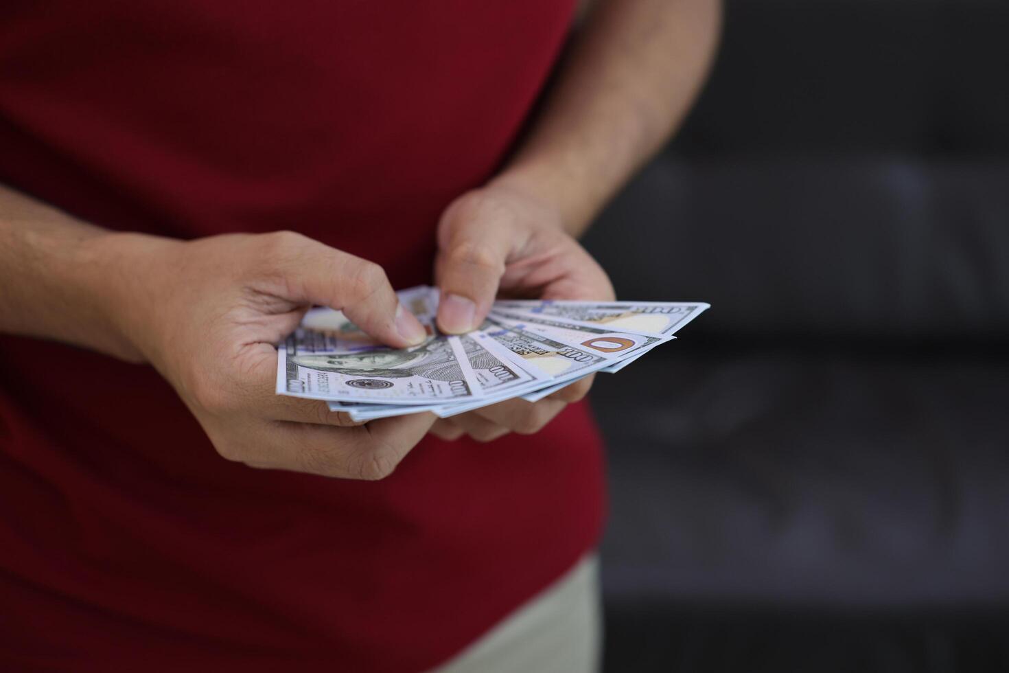 Money dollar bill with hand photo